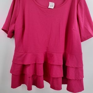 Ashley Stewart RED short sleeve blouse sz 26/28 NWT